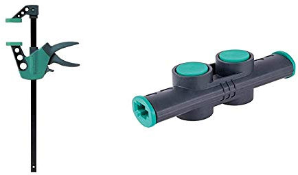 Wolfcraft 113206 3021000-1EHZ Easy 75-300 Sargento monomanuales, 75 mm Largo, Negro, Verde, 100 x 50 x 50 cm + 3038000Connectoradaptador para sargentos monomanuales