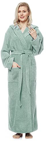 Badrock med huva för kvinnor, ankellängd, Färg: Mintgrön, Storlek kvinnor: S long, Storlek unisex: XS-S long