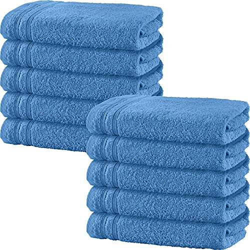 Erwin Müller Handtuch 10er-Pack Heidelberg 100% Baumwolle hellblau Größe 50x100 cm - saugstark, gut trocknend, kompakt, leichte Qualität - ideal für Sport, Strand, Reisen