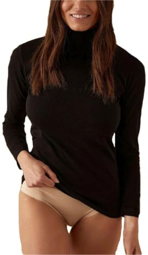 JADEA Maglia Donna 4101: Lupetto a Manica Lunga in Soft Cotton con Garzatura Interna, Calore e Comfort, vestibilità Perfetta e Morbidezza Avvolgente, Nero, XL