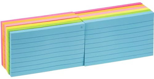 76 x 127 mm grandi note adesive, 6 colori brillanti assortiti Self-Stick Pads, 80 fogli per pad