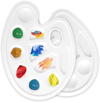 Mischpalette,2PCS Palette, Mischpalette Acrylfarben,Mischpalette Schule 1 Klasse,Farbwanne Klein,Nasspalette,Kunststoffpalette,Kunststoff Palette,Bastel-Malpaletten Unregelmäßige Form