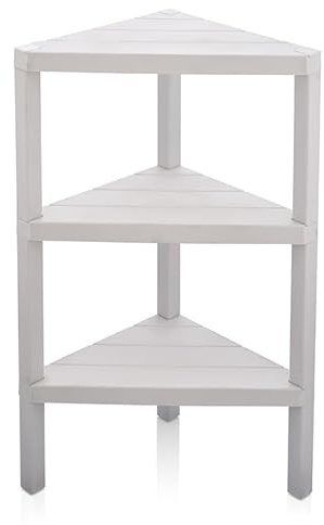 DIVCHI 3 Tier Corner Shelf Triangle Space-Saving Freestanding Shelving Unit | Storage Shelves | Display Rack | Bookcase | Kitchen Stand | Living Room Organiser | Bedroom Bookshelf (White)