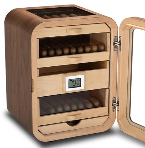 Humidor De Puros De Madera De Cedro Con Higrómetro Digital, Capacidad Para 110 Puros, Gabinete Humidor Para Puros Para Hombres, Esposos Y Padres.,A
