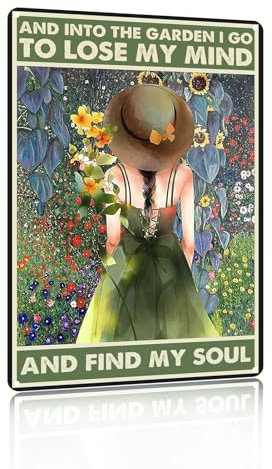 Garden Soul Metal Sign - 'Lose My Mind & Find My Soul' Aluminum Wall Art - 8x12in Inspirational Decor (2535)