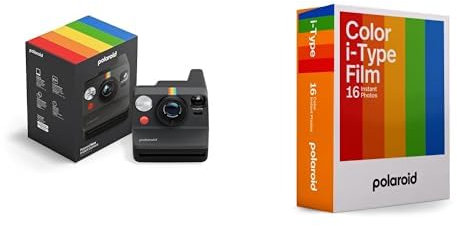 Polaroid - Now Gen3 - Fotocamera istantánea + Color Film (16 películas) - Negro