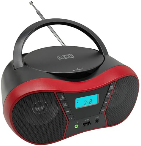 Boombox Lettore CD portatile per casa con Bluetooth, Boombox CD Player FM Radio Combo, suono stereo, alimentazione a batteria, compatibile con CD/CD-R/RW, supporto AUX/USB/cuffie, timer di spegnimento
