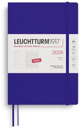 LEUCHTTURM1917 372681 Veckokalender och anteckningsbok medium (A5) 2026, softcover, ink engelska