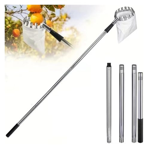 JTKSSCS Perche Cueillette Cerises Cueilleur de Fruits télescopique en Acier Inoxydable de 1,6/2,4/3,2/4 m(1.6M Fruit Picker)