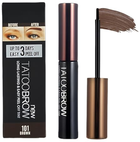 Tattoo Brow Peel Off Gel Tint - Semi-Permanent, Waterproof, Lasts Up To 3 Days - Dye for Eyebrow Coloring - Easy Peel-Dark Brown