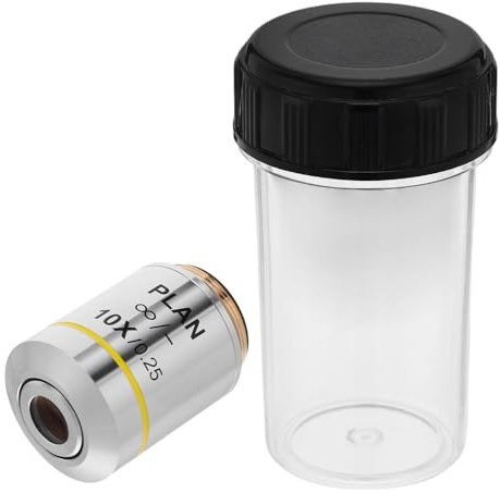 GLSTOY Lente Obiettivo per Microscopio Biologico 10x Trasparente, Lente per Immagini ad Alta Risoluzione, Accessorio di Sostituzione per Laboratorio Correzione Colore e Stabilità Ottica