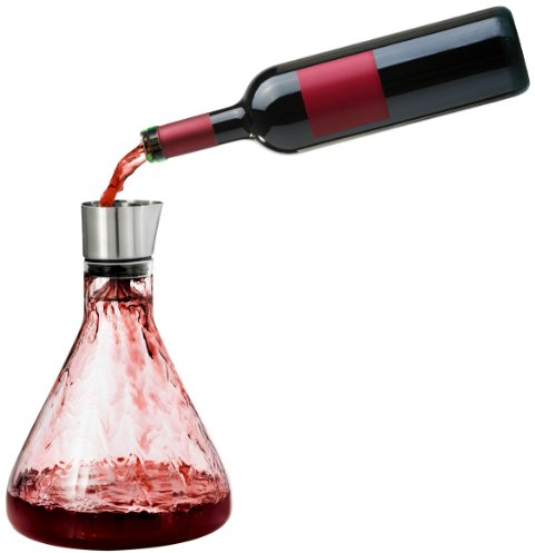 blomus -DELTA- Dekantierkaraffe aus Glas, komfortables & tropffreies Eingießen von Wein, intelligenter Weinfilter mit Belüftung, spülmaschinenfest (H / B / T: 25 x 18 x 18 cm, Glas / Edelstahl, 63482)