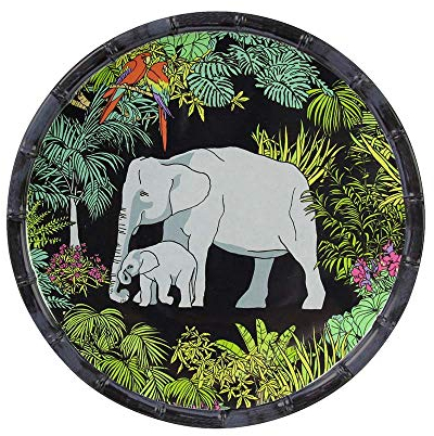 Les Jardins de la Comtesse - Pequeño plato de postre en melamina - Selva - Ø 23 cm - Negro/Verde - Servicio de mesa - Colección de vajilla casi irrompible MelARTmine