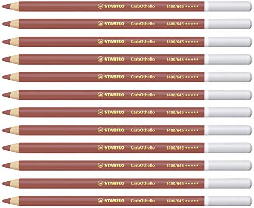 STABILO - Pastellkreidestift - CarbOthello - 12er Pack - caput mortuum rötlich
