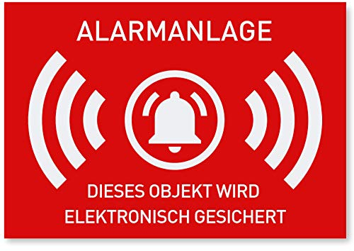 12 x Aufkleber Alarmgesichert (Klein - 7,4 x 5,2cm) - Schutz vor Einbruch in Auto und Wohnmobil - Aussenklebend - Alarm Sticker für mehr Sicherheit - Alarmanlage Aufkleber für außen - Geschlitzt