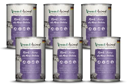 Venandi Animal - Premium Nassfutter für Katzen - Pferd als Monoprotein 6er Pack (6 x 400 g), getreidefrei, Monoprotein