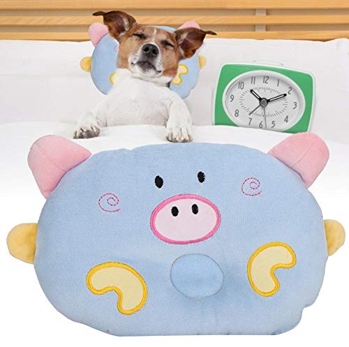 Almohada Suave para Mascota Gato Perro, Tela para pequeños Cerdo de Dibujos Animados Forma de Animal Almohada para Cama Suave Suministros para Dormir Durante Cuatro Estaciones(Azul)