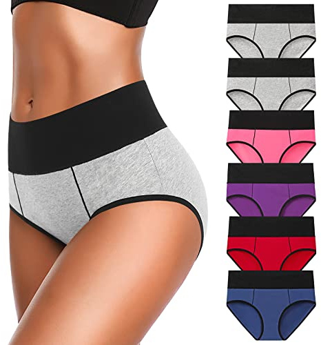 Eiggam Underwear for Women Breatherble Panties Women's Underwear Soft Cotton Brief Panties Postpartum (A-6 Pack Large)