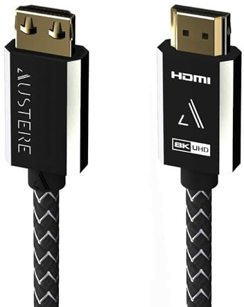 AUSTERE VII Series 8K HDMI Cable 2.5m 48Gbps for 8K60 & 4K120, Dynamic HDR, High Fidelity eARC, Gold Contacts, Silver-Plated Conductors, LinkFit Locking Connectors & High Flex Cable