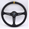 Volant Sport,Racing Volant 380mm / 15 pouces de course en cuir véritable roue de pilotage en cuir véritable (Color : Black)