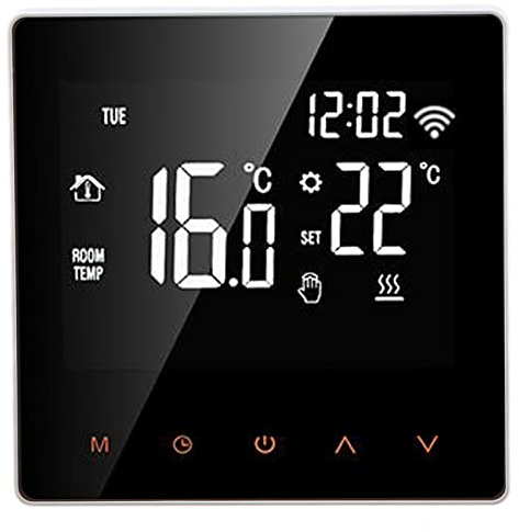 Thermostat Intelligent WiFi Connecté pour Chauffage par Le Sol de l'eau AC230V 50/60Hz 5~90℃ ME81H LCD Écran Tactile pour Tuya (Bouton Orange Fond Blanc 3A)