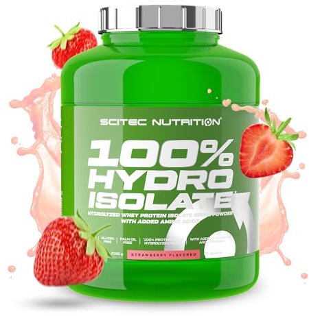 Scitec Nutrition 100% Hydro Isolate – Hydrolyzed Isolate with Glutamine & Arginine – Sugar-Free, Gluten-Free – Post-Workout Recovery, 2000 g, Strawberry
