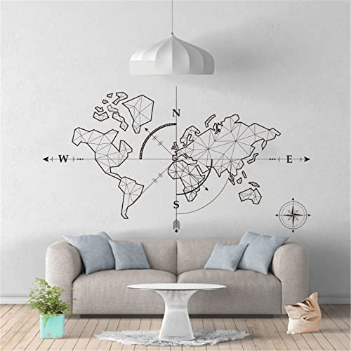 FGJFGGFR Mappamondo Mappamondo Adesivo da Parete Ufficio Aula Mappa del Mondo Globo Adesivo Decorativo in Vinile Adesivo,Nero,76X42CM