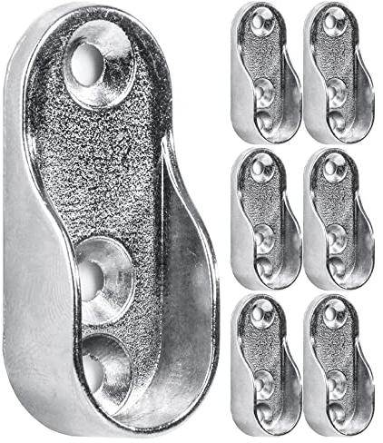 SISI UK Casquillos para colgar de barra para ropa, ovalados, cromados, 15 mm, soportes para extremos de barra para ropa, casquillo para barra para ropa, soporte redondo, soportes para barra para ropa