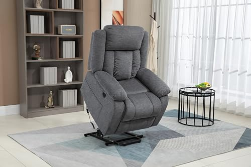 DUPI Sillón Relax Eléctrico California | Elevable y Reclinable | Levanta Personas | Tela 100% Poliéster | Fácil Montaje | Sistema Antivuelco, (Gris)