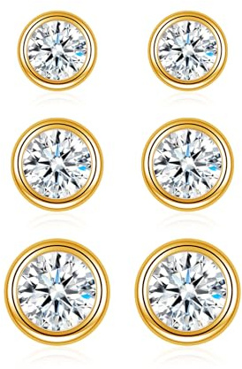 Bewenda Ohrringe Silber 925 Stecker, 925 Sterling Silber Ohrstecker für Damen Mädchen, Hypoallergen Rund Ohrstecker Ohrringe mit Zirkonia, 4/5/6mm Klein Schlafen Knorpel Ohrstecker mit Geschenk Box