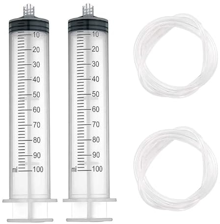 Seringue 100ml Avec Tuyau, 2 Pièces Grosse Seringues, Plastique Avec 1.3m Tube Pour Mesure De Liquide