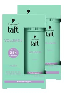 Schwarzkopf Taft Haarstyling Puder Volumen (2x 10g), Volumen-Haarpuder für voller aussehendes Haar, für bis zu 50 Anwendungen, veganes, Styling-Puder