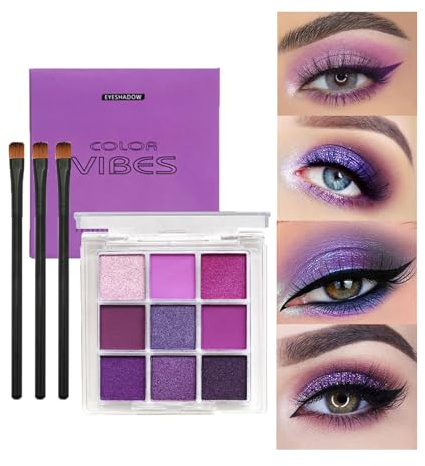 Green Eyeshadow Palette, Glitter Eye shadow Makeup, Shimmer & Matte Waterproof Eye Shadow Palette, GreenForest EyeShadow (Purple)