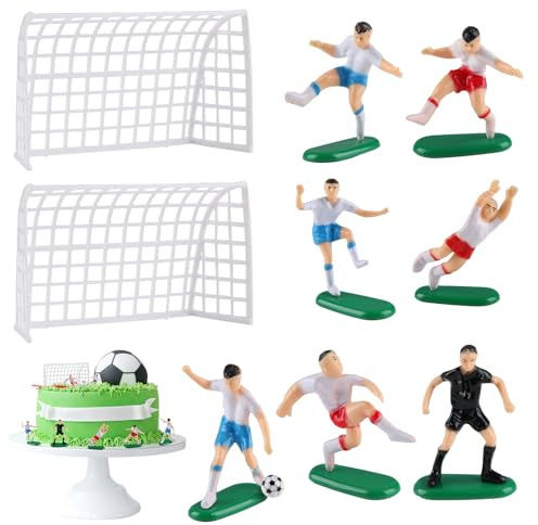 Decoración para tartas de fútbol, 9 unidades, decoración para tartas, figuras de fútbol, decoración para niños, jóvenes, fanáticos del fútbol, fiesta temática