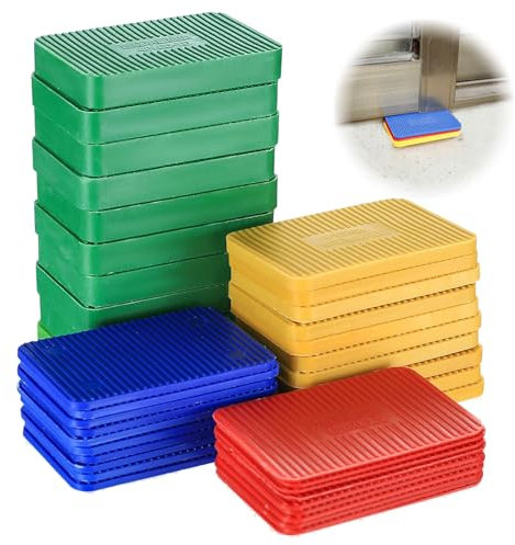 Lot de 40 rondelles en plastique - 60 x 40 mm - Entretoises en plastique - Rondelles de vitrage - Plaquettes de compensation pour meubles - Cales de fenêtre - Tailles 1,5, 3, 5, 10 mm
