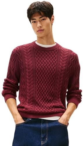 Tommy Jeans Jersey Hombre Cable Knit Sweater con Punto Trenzado