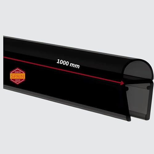 Gedotec Junta para puerta de ducha, 1000 mm, grosor de cristal de 6 – 8 mm, color negro, labios de sellado de PVC blando, juntas de ducha para puertas de ducha, resistente al agua, junta de tira