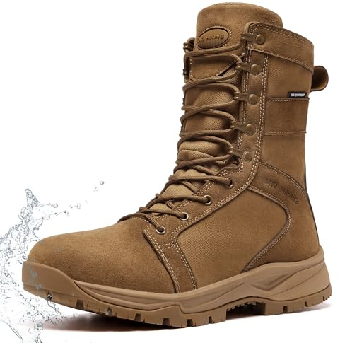 MR HIKING Men's Military Tactical Boots Waterproof Lightweight 8 inch Breathable Non-Slip Suede Combat Boots