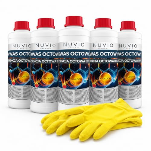 Nuvio, Acido acetico 80%, Concentrato per la cura delle superfici 5 x 1L