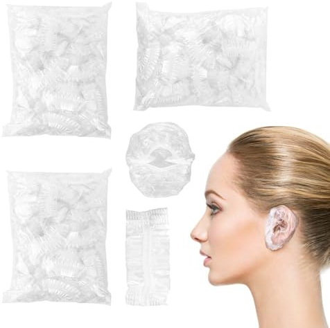 Tappi orecchie doccia 300 pezzi monouso plastica trasparente 8x6.5 cm cuffie protettive impermeabili per bagno salone viaggio