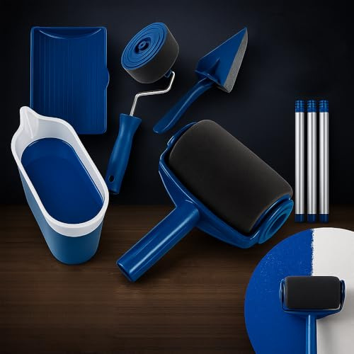 Professionelles 9-teiliges Farbroller-Set– Multifunktions Malerroller für Wandfarbe, DIY-Wandgestaltung & Schnellrenovierung – Inklusive Zubehör für präzises Streichen von Decken, Wänden & Möbeln
