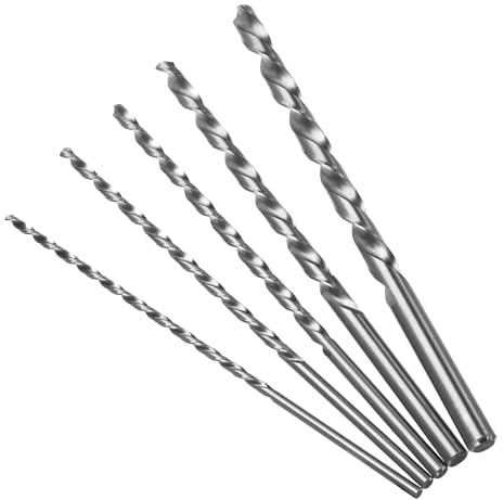 5 PCS Extra Long Twist Drill Bits, 150 mm Long High-Speed Steel Wood Drill Bits, Mennyback Long Drill-Bits Hardness Spiral Wood Drill-Bit Straight Shank Set for Drilling Tool (2mm 3mm 3.5mm 4mm 5mm)