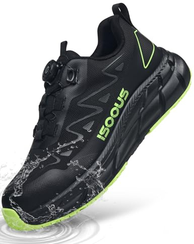 ISOOUS Steel Toe Shoes for Men Women Non Slip Composite Work Sneakers Waterproof Anti-Static Anti-Impact Indestructible Comfortable Safety Construction Shoes Steel Toe Shoes Esd Puncture Proof Ergonomic Design