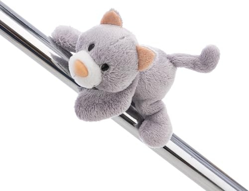 MagNICI 62944 - Imán de Peluche gatita Felli, 12 cm, Gris, Peluche con imán para frigorífico, Pizarra, Metal y Mucho más, Idea de Regalo