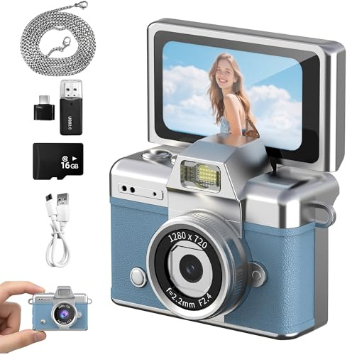 TerraVerve Mini Keychain Camera - 1.47 Inch Flip Screen. Multiple HD Shooting & Recording Modes. Ultra-Portable for Travel, Parties. Stylish Pendant Decoration & Fashionable Gifts