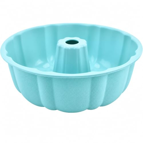 HIKPACKER Ring Cake Tin 25cm Silicone Round Cakes Tins for Baking | Non-Stick Cake Pan Fluted Tube Baking Tins Jelly Moulds Cake Ring for Chiffon Cheesecake Gugelhupf (Blue)