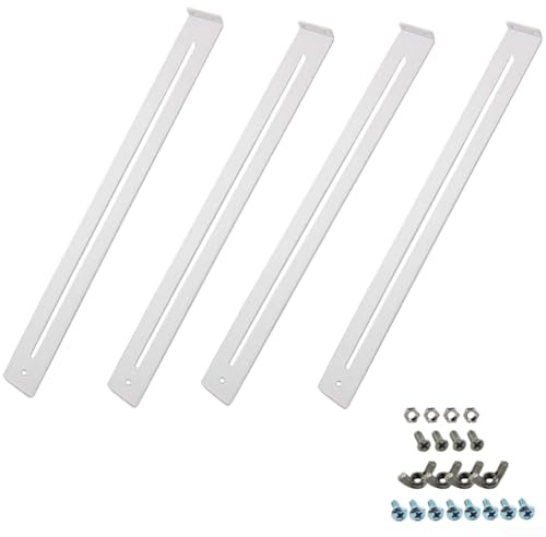 PureBowlic Kit de support de réparation de tiroir en métal blanc, réglable de 35,6 à 61 cm pour bases en bois MDF aggloméré, comprend des vis et des écrous pour une installation facile (2 x 4 + x 4 +