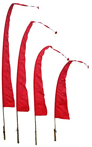 DEKOVALENZ - Balifahne SANUR, Stoff ohne Stange, versch. Farben+Längen, Fahnenlänge:3 Meter, Farbe:rot