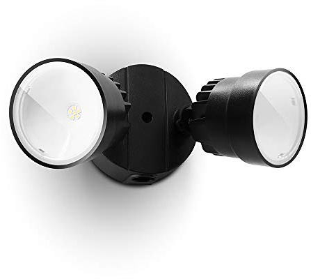 LUTEC P6221B 2000 Lumen 18 Watt LED Dual-Head Floodlight Outdoor, Switch Controlled Waterproof Exterior Security Wall Light for Patio, Garden,Yard-Black