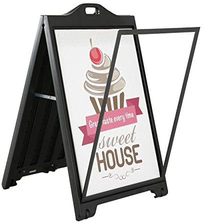 DISPLAY SALES Kundenstopper SignPro Street 610 x 915 mm Postermaß | Plakatständer aus Kunststoff mit PET-Schutzfolien und Rollen | Werbeaufsteller für einfachen Transport (schwarz)